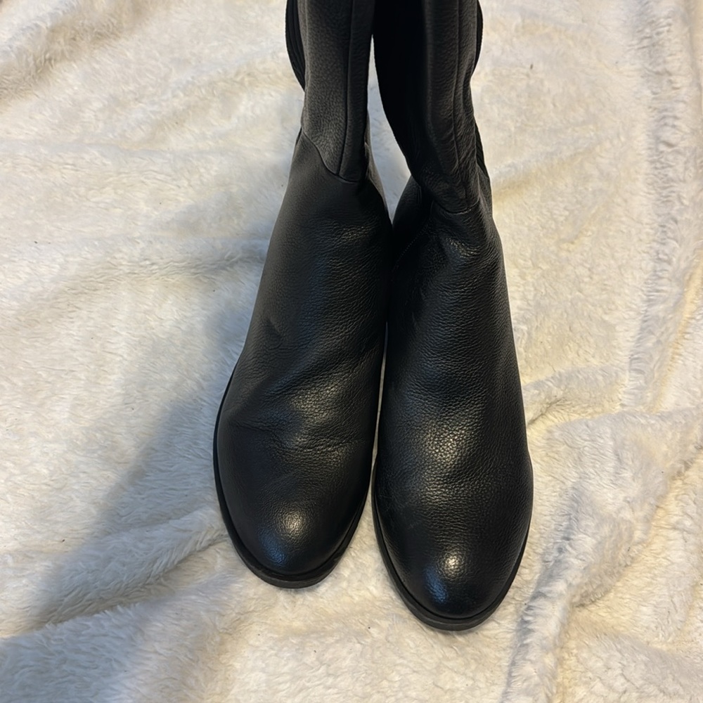 NEW! Kenneth Cole Black Levon Leather & Rib Knit Knee Boot - Size 9 - Picture 8 of 16